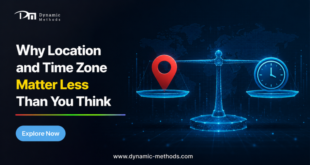 location vs time zone in global business, remote work collaboration across time zones, importance of communication over location